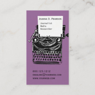 Passion f Purple Vintage Antique Typewriter Writer Business Card