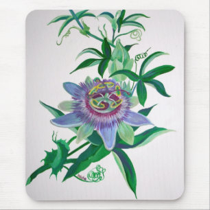 Passion Flower Botanical Art Mouse Mat