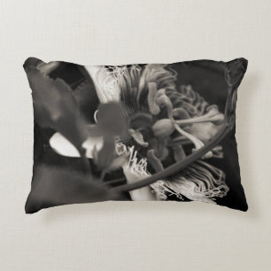 Passion Flower Closeup in Black and White Decorative Cushion