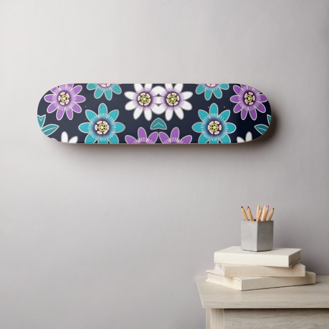 Passion Flower Floral Design Skateboard (Wall Art (Horz))