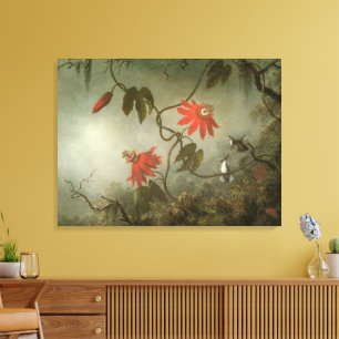 Passion Flowers and Hummingbirds by Martin J Heade Canvas Print