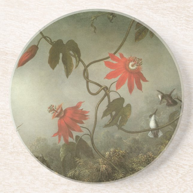 Passion Flowers and Hummingbirds by Martin J Heade Coaster (Front)