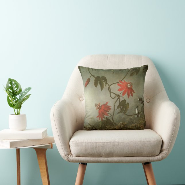 Passion Flowers and Hummingbirds by Martin J Heade Cushion (Chair)