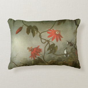 Passion Flowers and Hummingbirds by Martin J Heade Decorative Cushion