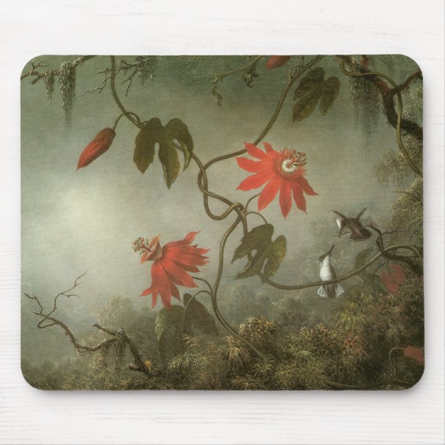 Passion Flowers and Hummingbirds by Martin J Heade Mouse Mat (Front)