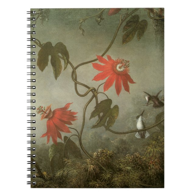 Passion Flowers and Hummingbirds by Martin J Heade Notebook (Front)