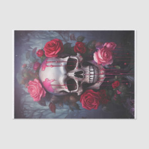Passion Flowers Flowing Tears, Goth Skull & Roses Tissue Paper