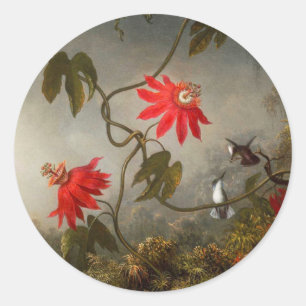 Passion Flowers with Hummingbirds Heade Classic Round Sticker