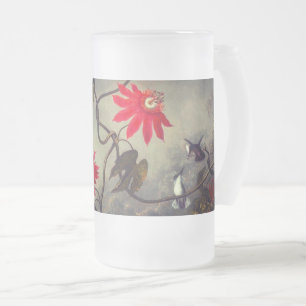 Passion Flowers with Hummingbirds Heade Frosted Glass Beer Mug