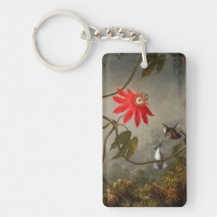 Passion Flowers with Hummingbirds Heade Key Ring