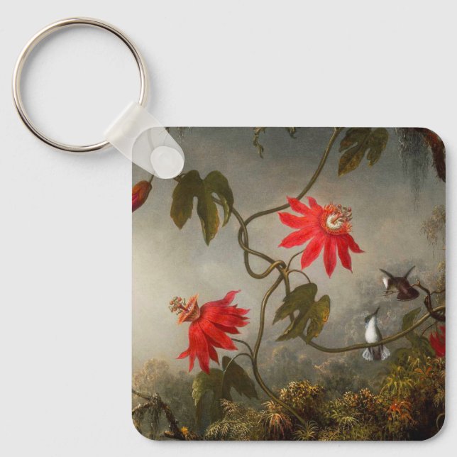 Passion Flowers with Hummingbirds Heade Key Ring (Front)