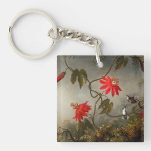 Passion Flowers with Hummingbirds Heade Key Ring