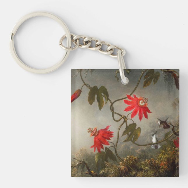Passion Flowers with Hummingbirds Heade Key Ring (Front)