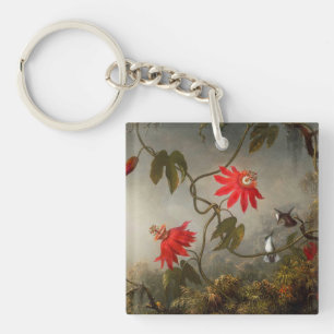 Passion Flowers with Hummingbirds Heade Key Ring