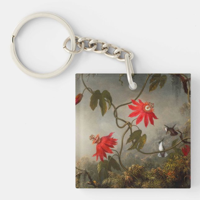 Passion Flowers with Hummingbirds Heade Key Ring (Front)