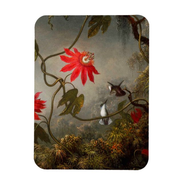 Passion Flowers with Hummingbirds Heade Magnet (Vertical)