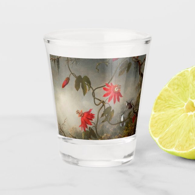 Passion Flowers with Hummingbirds Heade Shot Glass (Front)