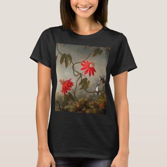 Passion Flowers with Hummingbirds Heade T-Shirt (Front)