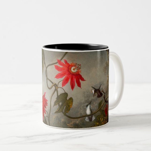 Passion Flowers with Hummingbirds Heade Two-Tone Coffee Mug (Front Right)