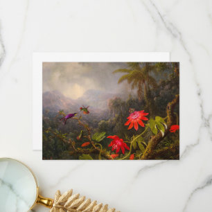Passion Flowers with Three Hummingbirds Thank You Card