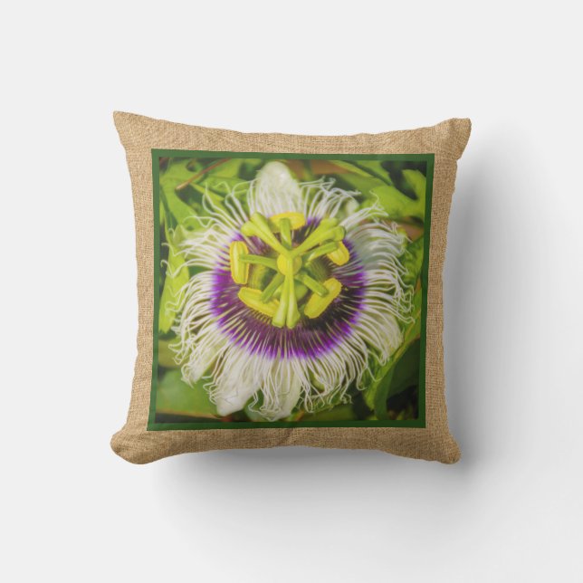 Passion Fruit Flower Hawaiian Reversible Outdoor Outdoor Cushion (Front)