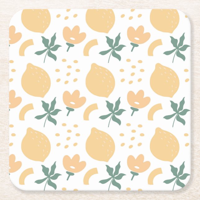 Passion Fruit Flower Square Paper Coaster (Front)