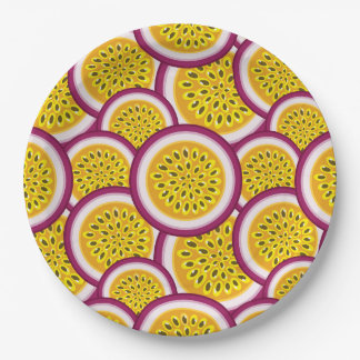 Passion fruit slices paper plate