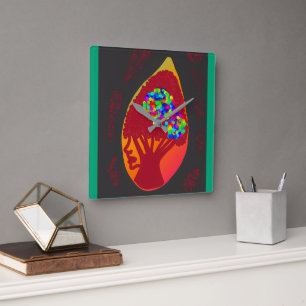 Passion in a Teardrop Square Wall Clock