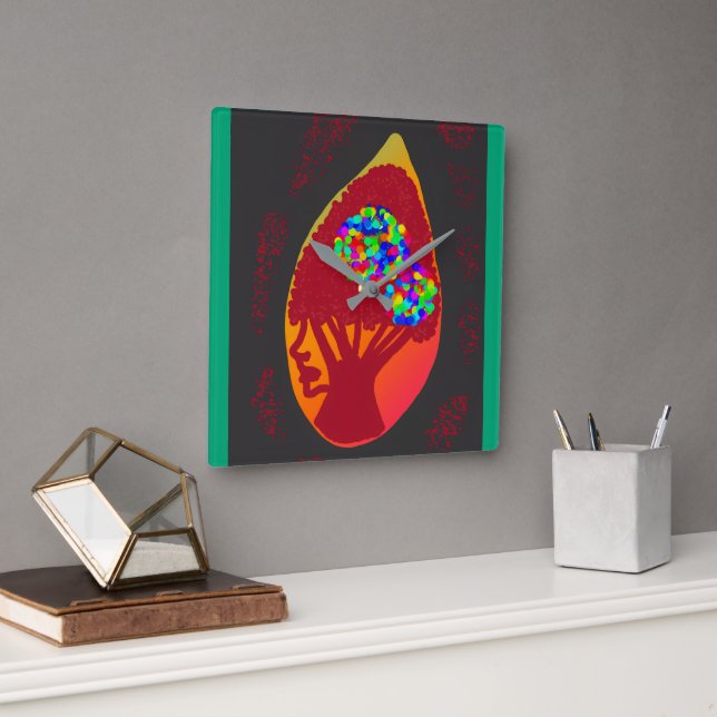 Passion in a Teardrop Square Wall Clock (Office)