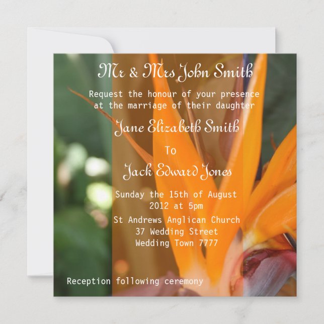 Passion in Paradise tropical  Wedding Invitations (Front)