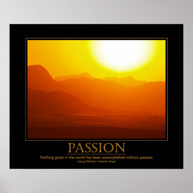 Passion Motivational Desert Sunset Poster (Front)
