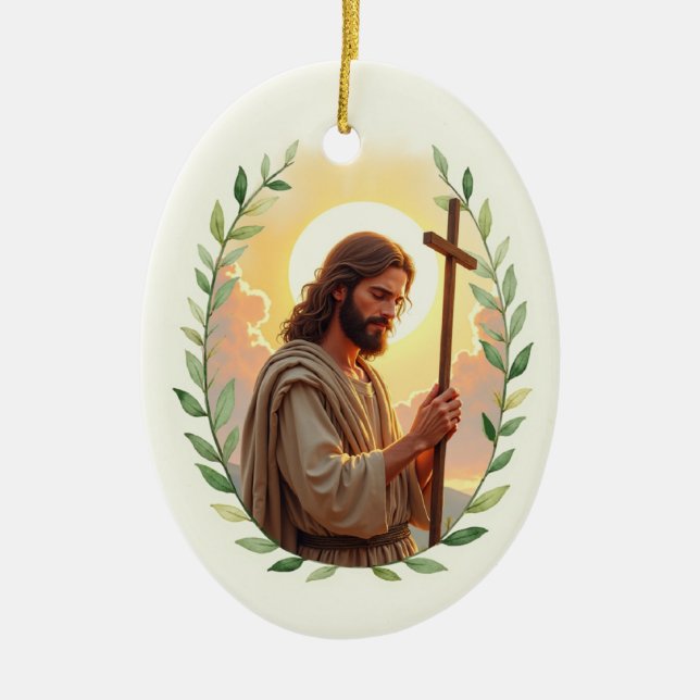 Passion of St John the Baptist God's Peace Ceramic Tree Decoration (Front)