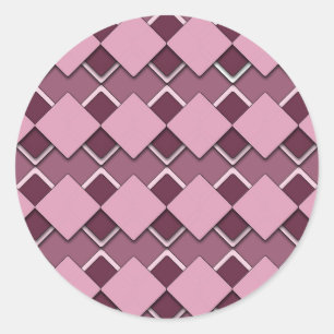 Passion Pink Square and Diamond Chequered Pattern Classic Round Sticker