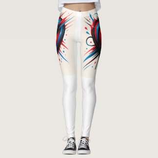 “Passion Pulse – Bold Red & Blue Heart Long Sleeve Leggings