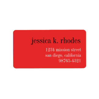 Passion red black typography modern return address label