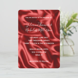 Passion Red Faux Satin Wedding Invitation