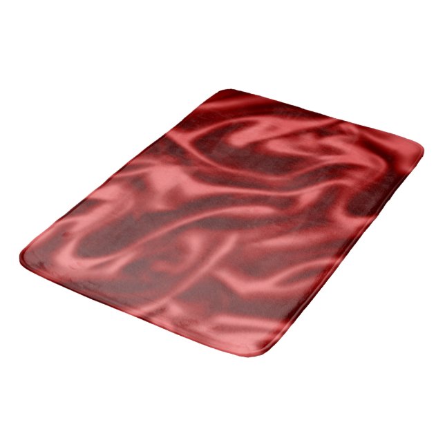 Passion Red Romantic Faux Satin  Bath Mat (Angled)