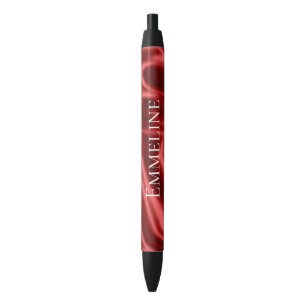 Passion Red Romantic Faux Satin Black Ink Pen