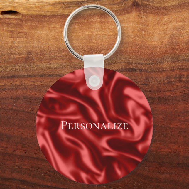 Passion Red Romantic Faux Satin  Key Ring (Front)