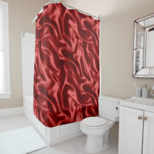 Passion Red Romantic Faux Satin  Shower Curtain