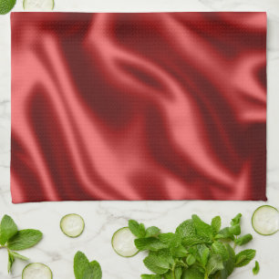 Passion Red Romantic Faux Satin  Tea Towel