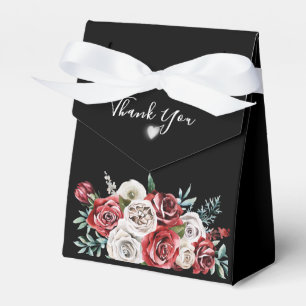 Passion red Roses Black Wedding  Favour Box