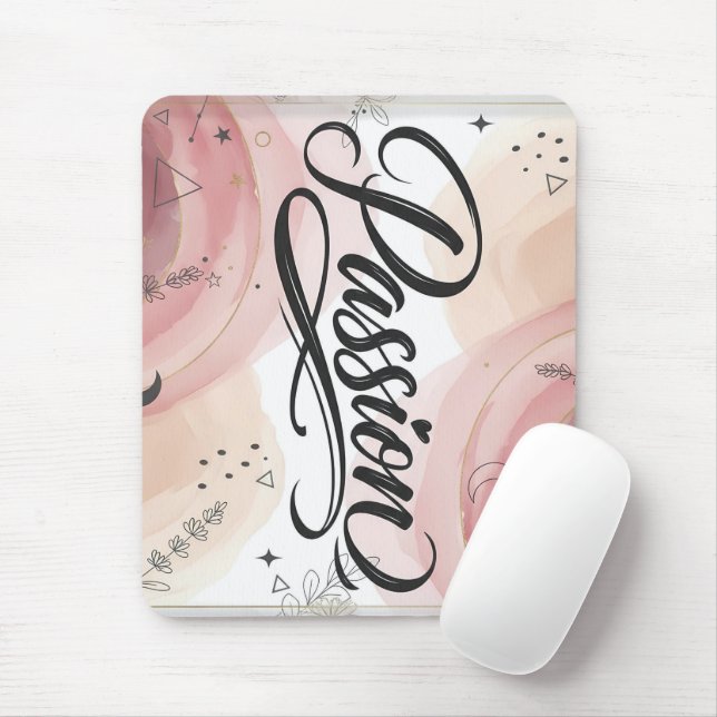 Passion Script | Elegant Minimalist Typography Mouse Mat (With Mouse)