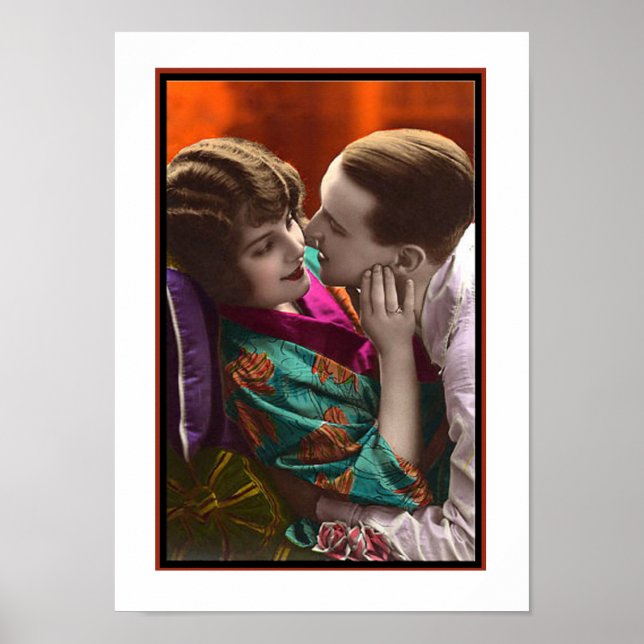 passionate couple in an embrace poster (Front)