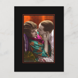 passionate couple vintage retro postcard