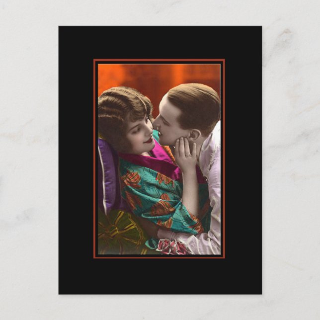 passionate couple vintage retro postcard (Front)