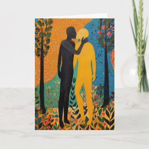Passionate Embrace in Forest Clearing Card