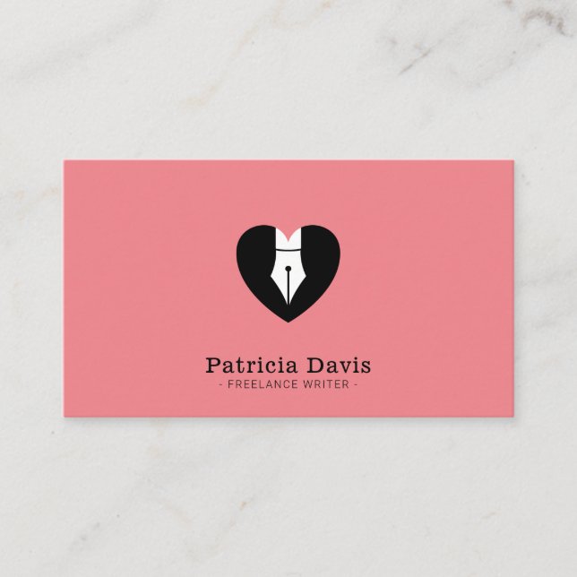 Passionate freelance writer author novelist business card (Front)