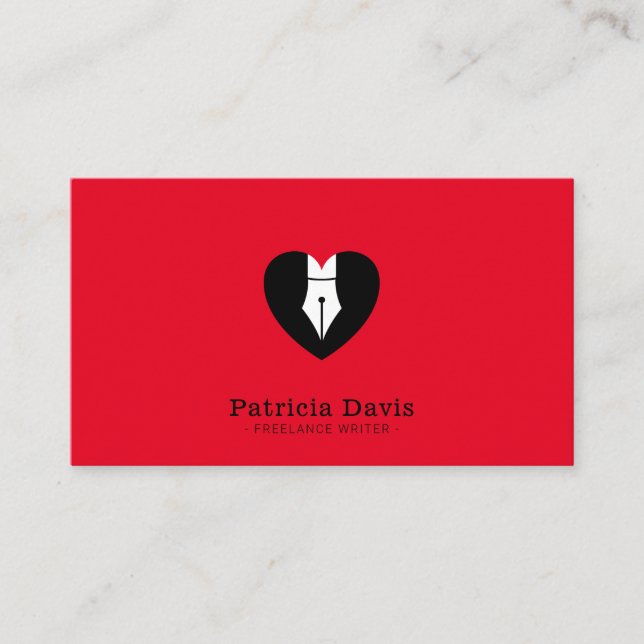 Passionate freelance writer author novelist business card (Front)