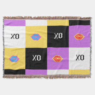 Passionate Lips & XO Pattern Throw Blanket